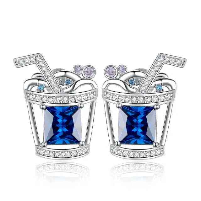 JewelryPalace Bevanda 7.5ct orecchini bottone zirconia blu