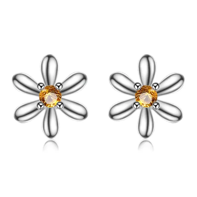 JewelryPalace Sole orecchini bottone argento zaffiro arancione