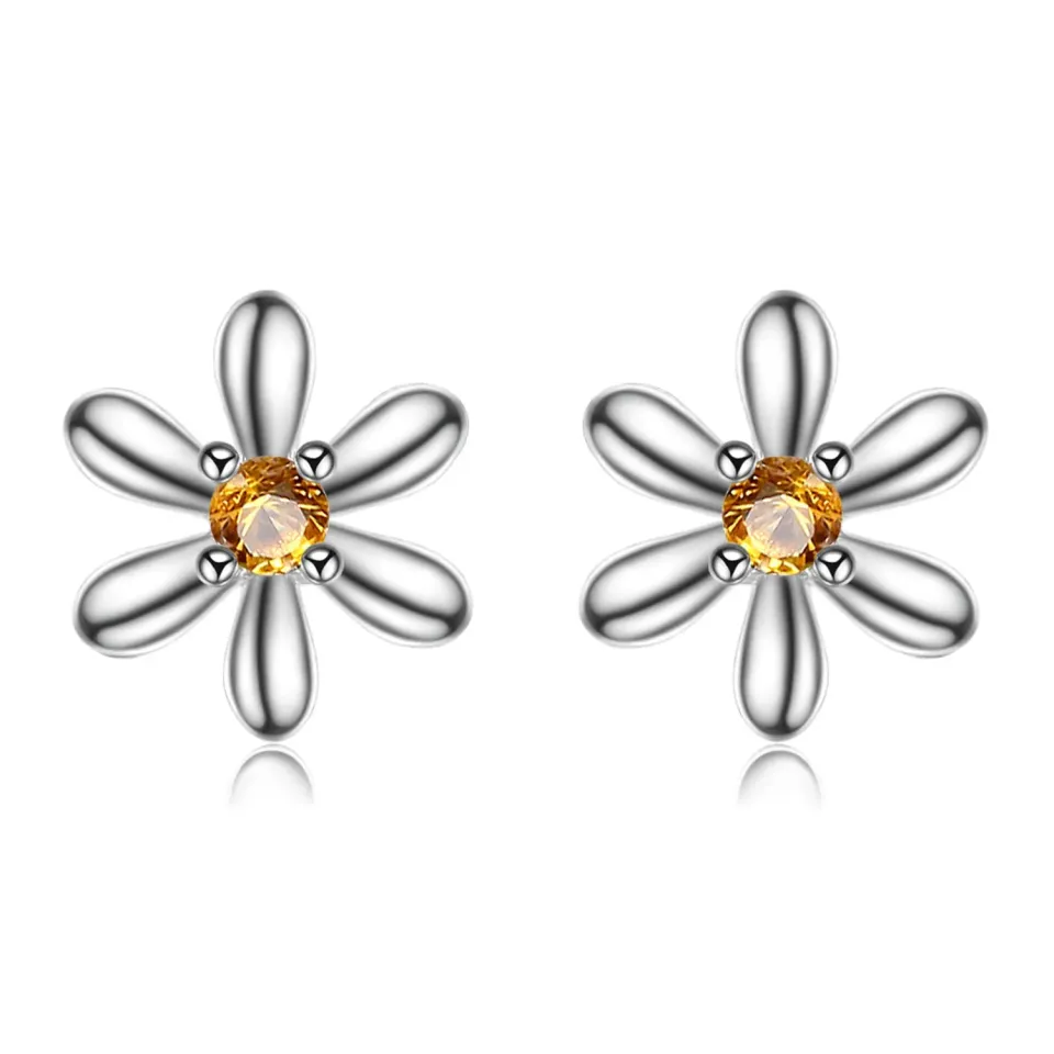 JewelryPalace Sole orecchini bottone argento zaffiro arancione