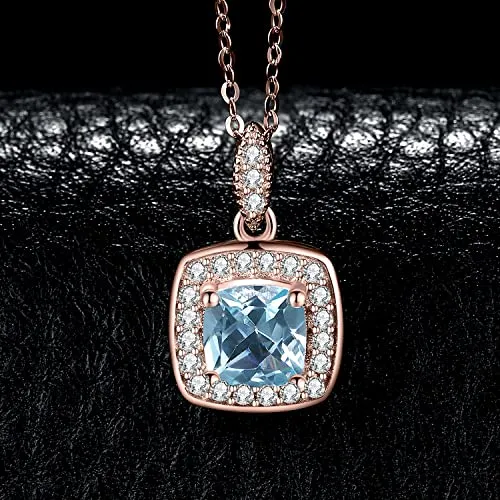 JewelryPalace Halo 1.2ct Collana topazio azzurro oro rosa