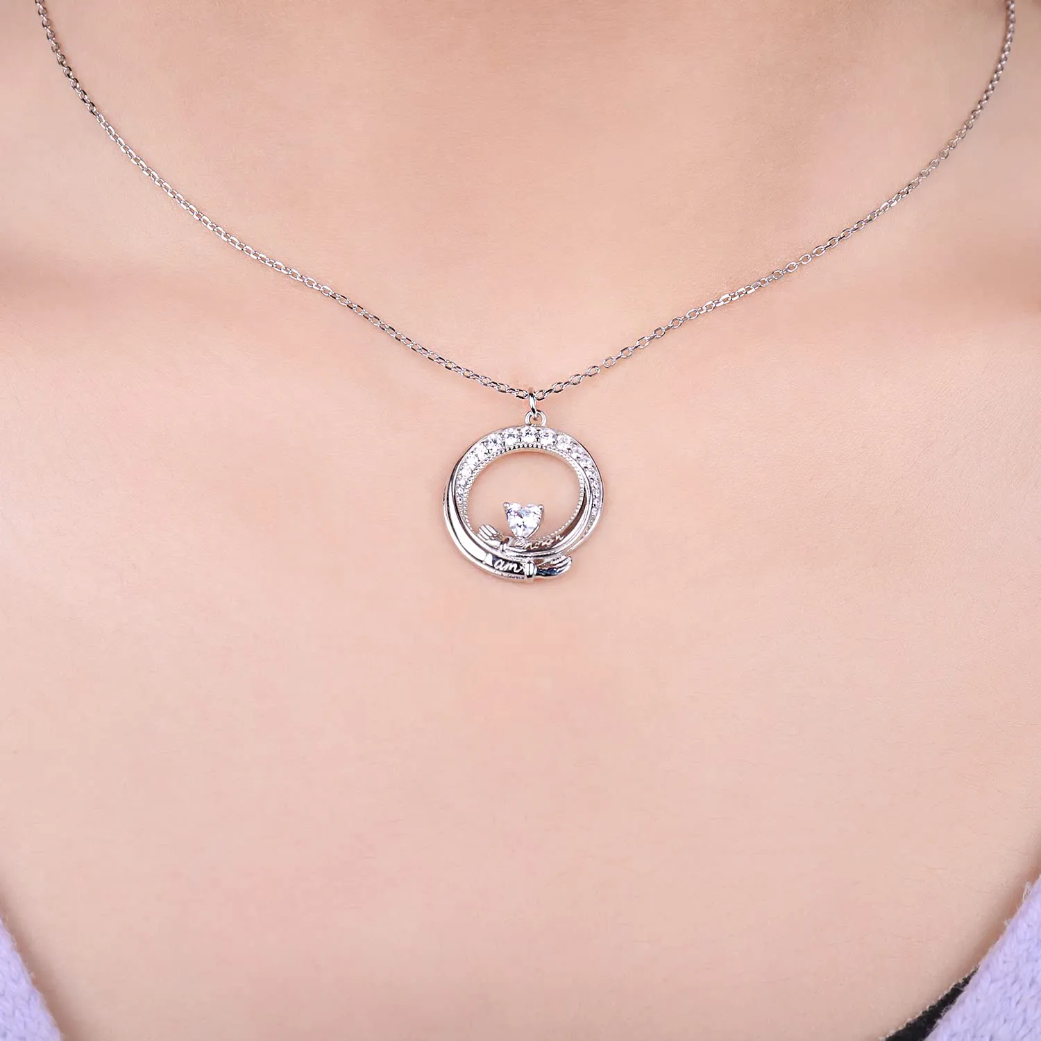 JewelryPalace Claddagh I am enough collana argento cuore 45cm