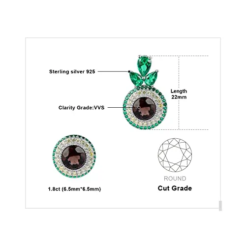 JewelryPalace Avocado 5.1ct orecchini argento quarzo fumoso