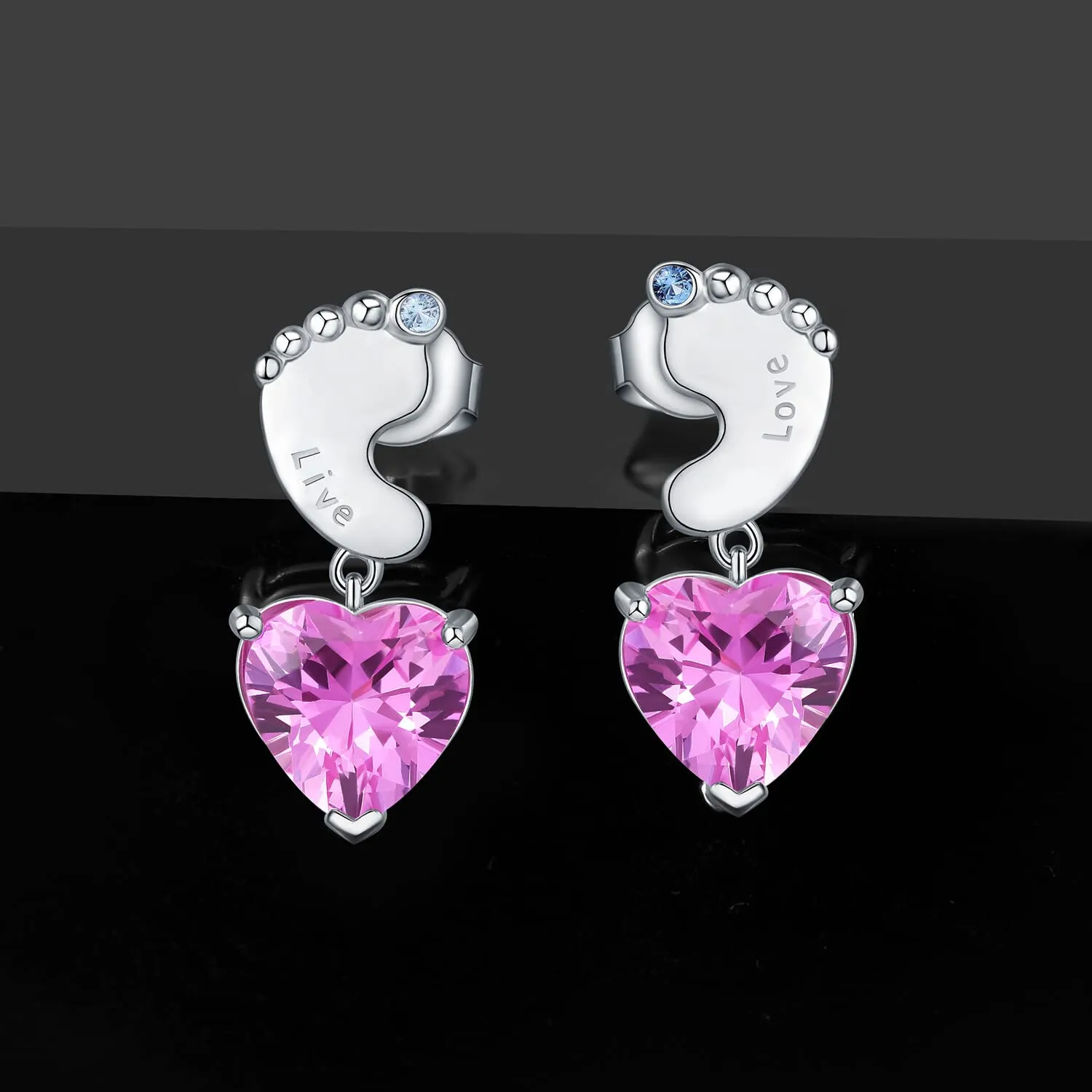 JewelryPalace Cuore 4.5ct Orecchini Argento Zaffiro Rosa