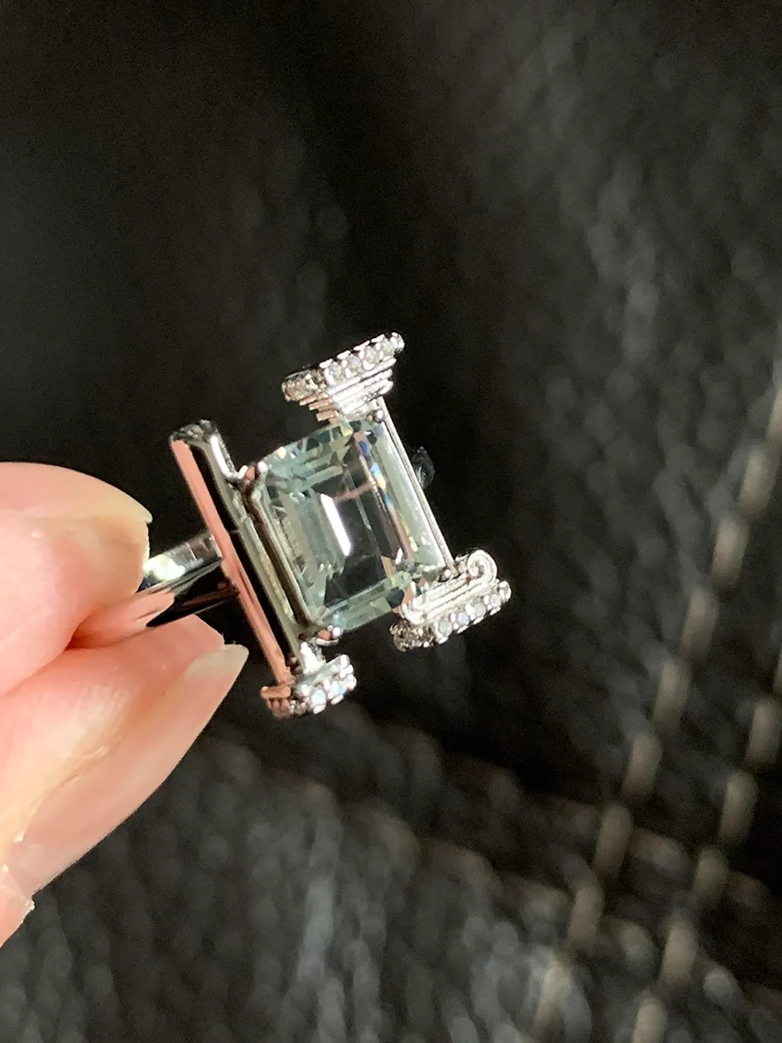 JewelryPalace Architettura anello ametista verde argento taglio smeraldo