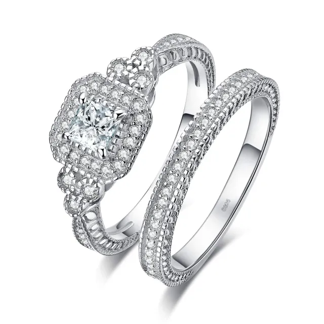 JewelryPalace Halo 1ct taglio principessa anello argento