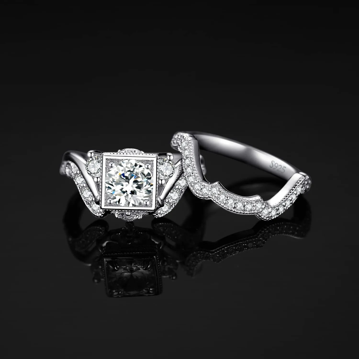 JewelryPalace Farfalla anello cuore argento 925 tre pietre zirconia