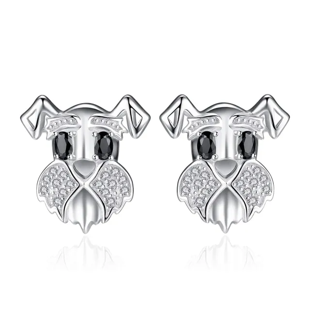JewelryPalace Schnauzer Orecchini Argento Spinello Nero Cane