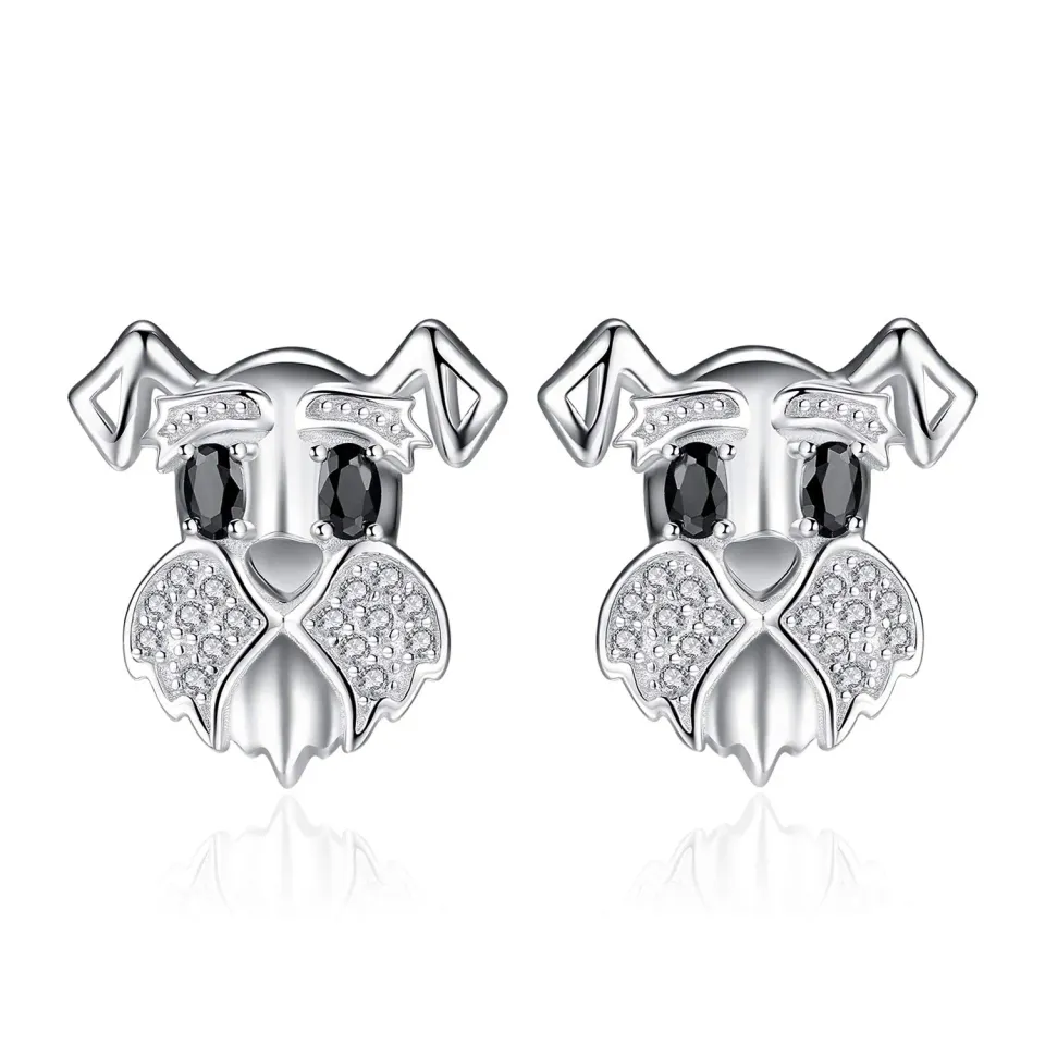 JewelryPalace Schnauzer Orecchini Argento Spinello Nero Cane
