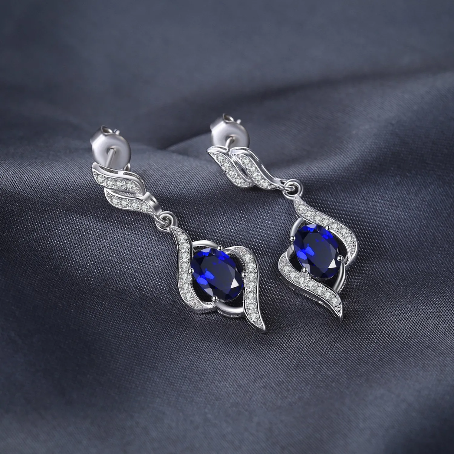 JewelryPalace 2.2ct Zaffiro Orecchini Pendenti Argento Pietra Blu