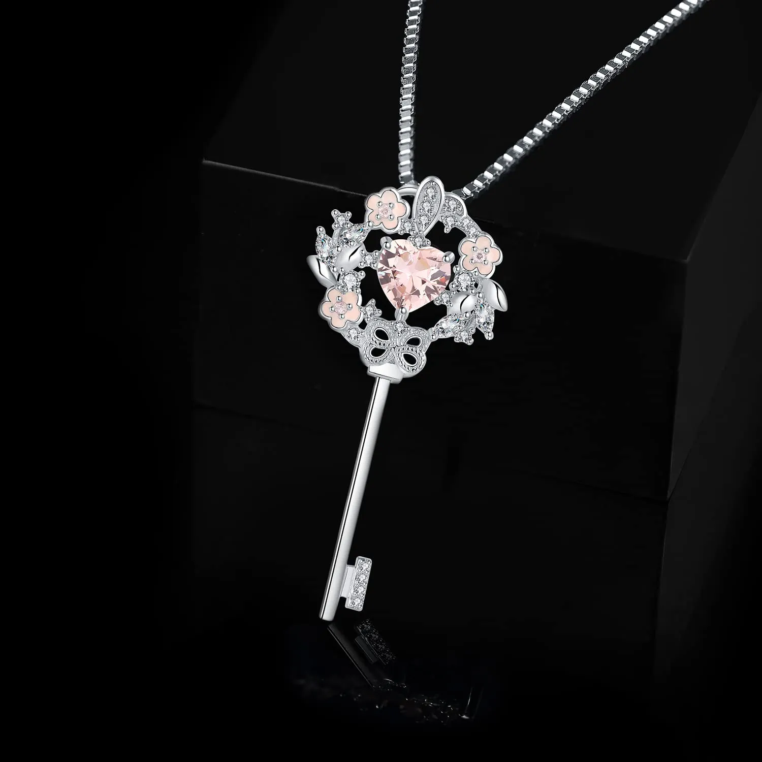 JewelryPalace Fiore 1.9ct collana argento 925 morganite chiave