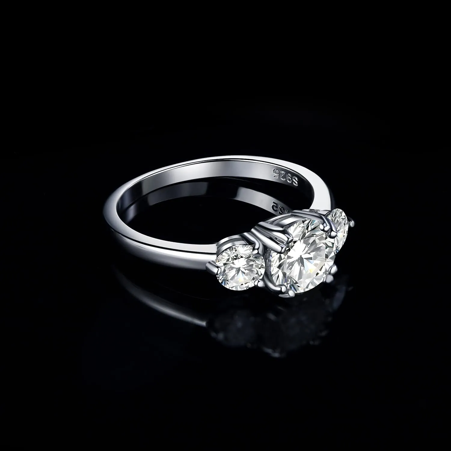 JewelryPalace Classico 1ct Tre Pietre Anello Argento Zirconia Rotonda