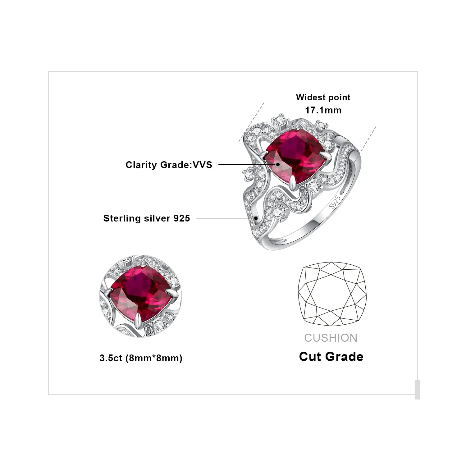 JewelryPalace Vintage Infinito Anello Zaffiro Blu Argento 925