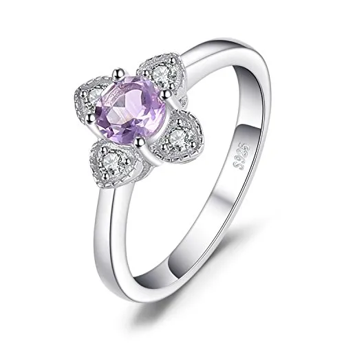 JewelryPalace Fiore Anello Ametista Tondo Oro Rosa Argento