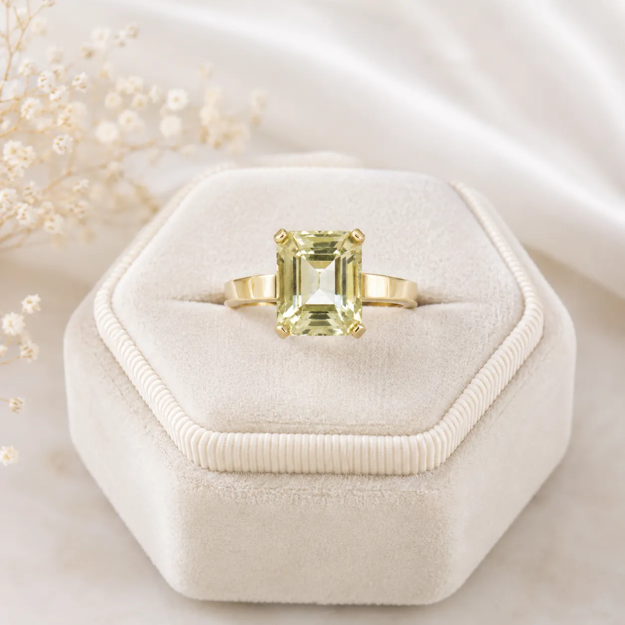 Victoria Jane Honeylight anello oro 14ct citrino smeraldo