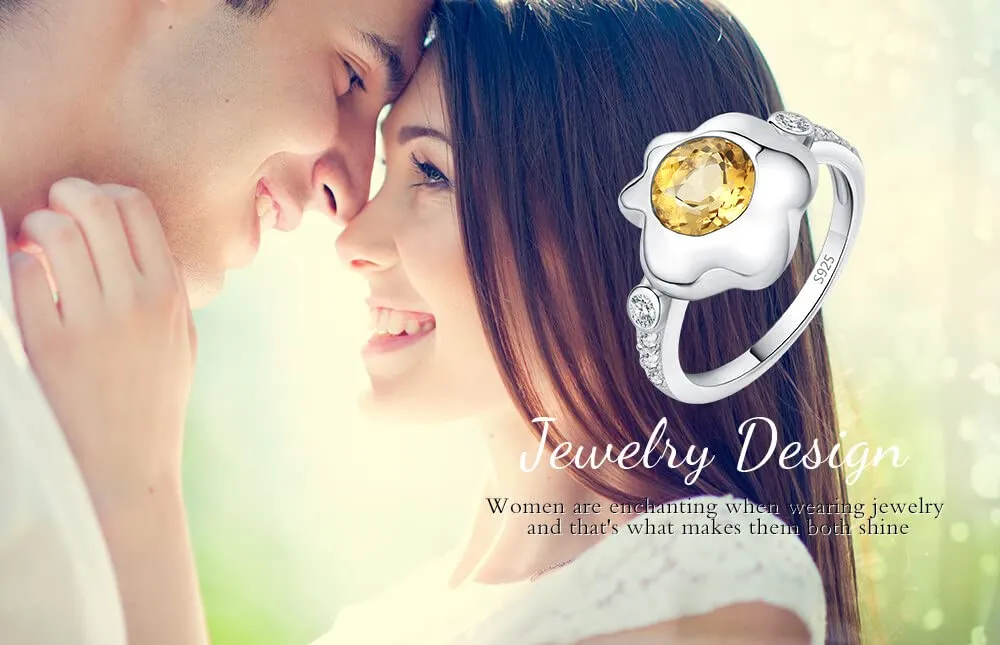JewelryPalace Citrino 1.8ct anello giallo argento rotondo