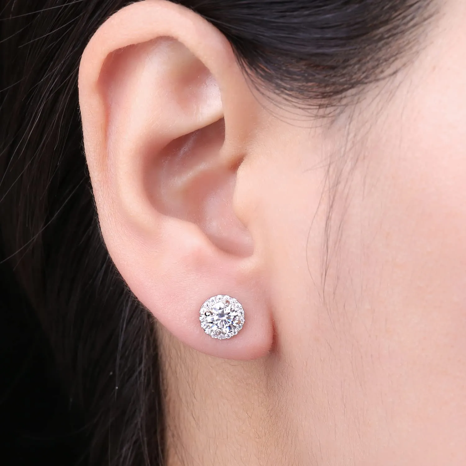JewelryPalace Halo 1ct orecchini moissanite argento