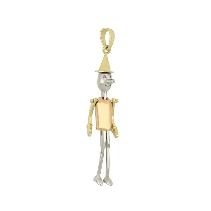 Gioielli Celiento Pinocchio ciondolo oro bianco giallo 18kt