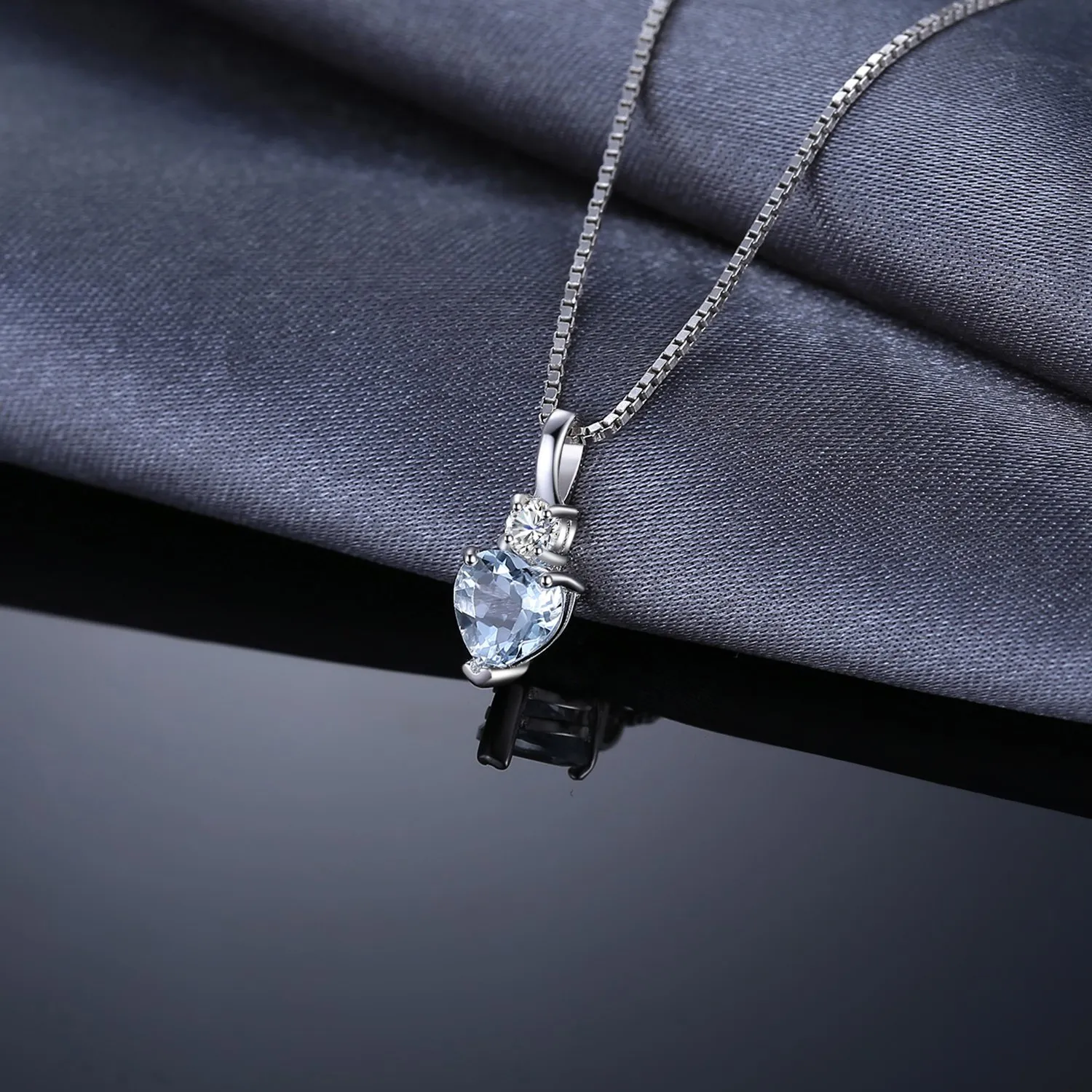 JewelryPalace 0.8ct collana cuore acquamarina argento 925 tre ori