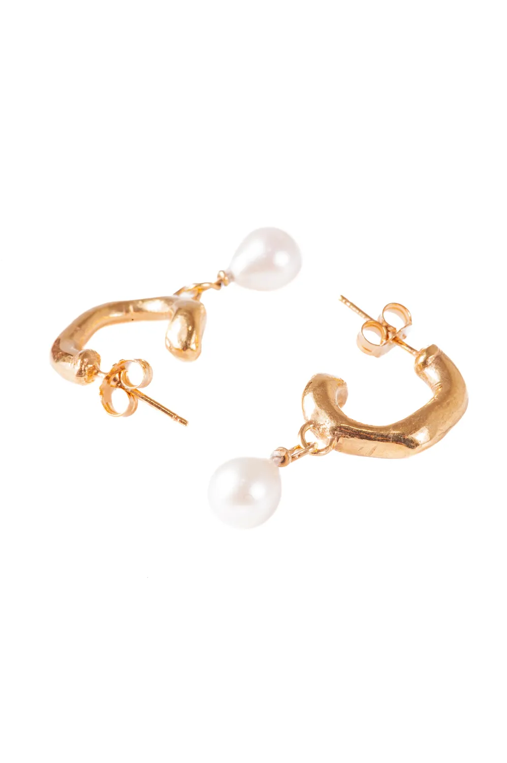 Flor Rubaja Jewelry Wave orecchini perle placcato oro 4 cm