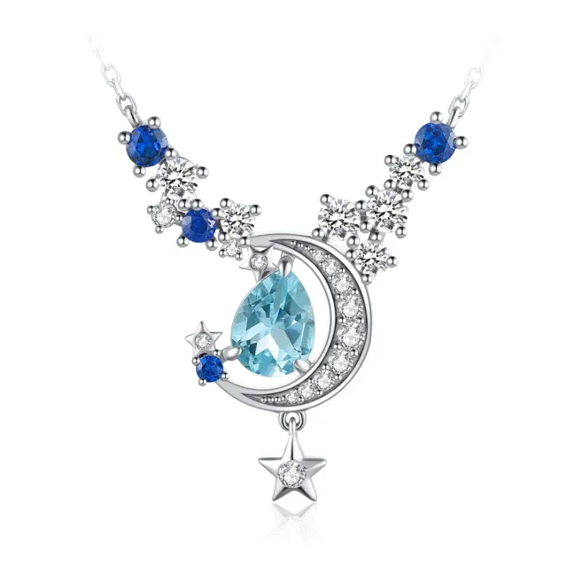 JewelryPalace Luna e Stella collana argento 925 topazio azzurro