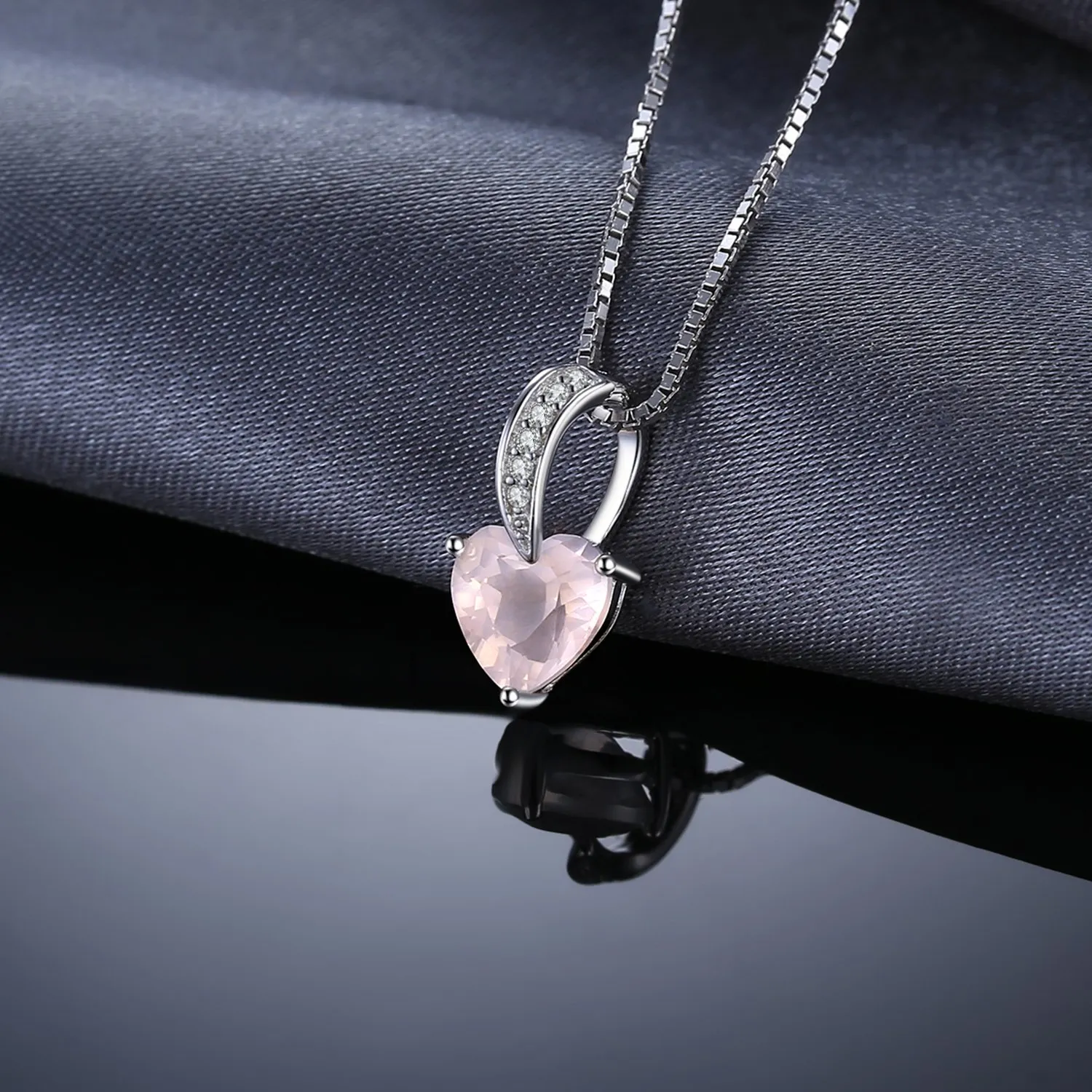 JewelryPalace Amore Eterno collana argento quarzo rosa cuore 45cm