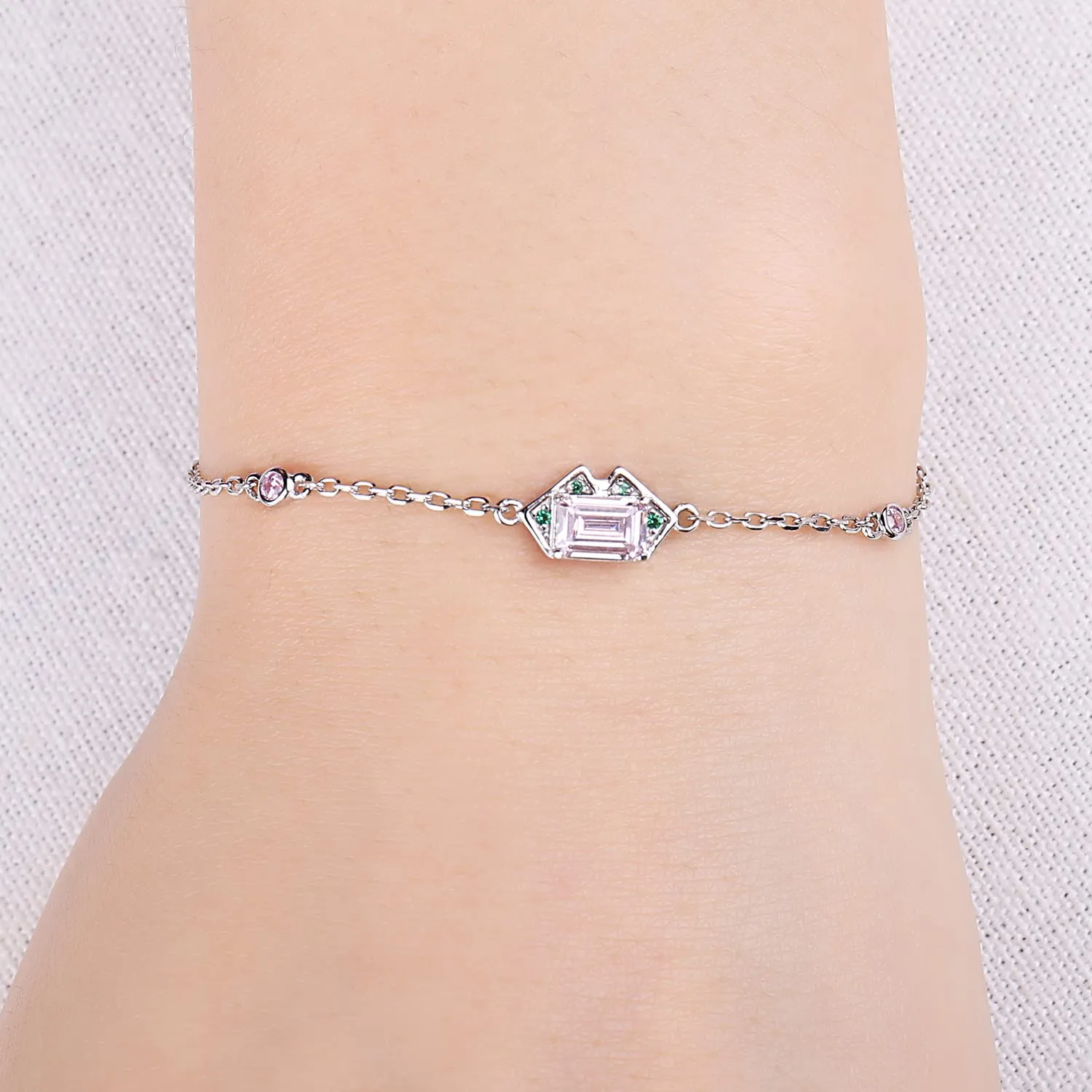 JewelryPalace 1.1ct bracciale zirconia rosa argento