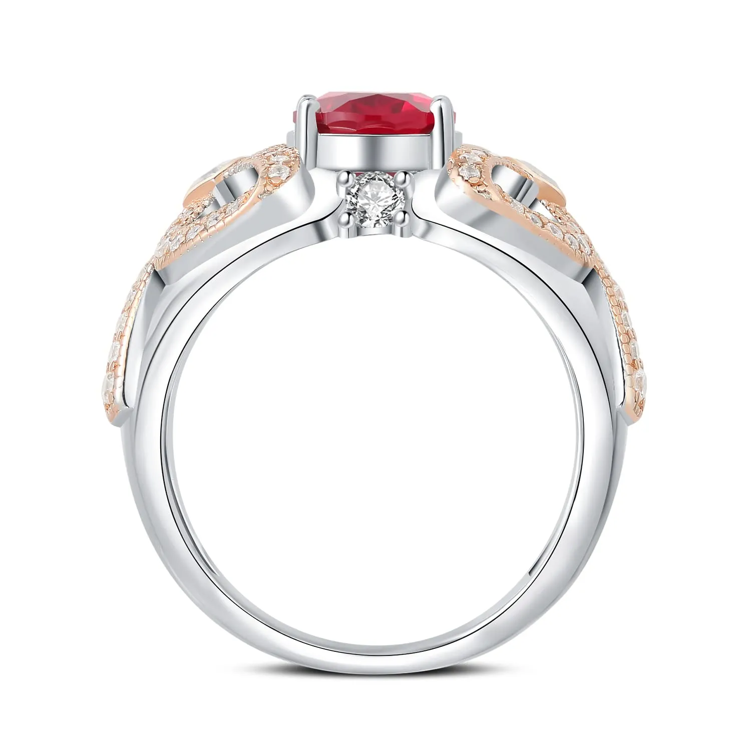 JewelryPalace Art Deco 2.4ct anello argento rubino ovale