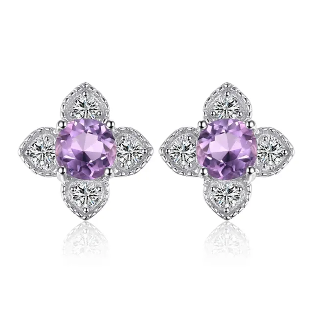 JewelryPalace Fiore Orecchini Bottone Argento ametista viola