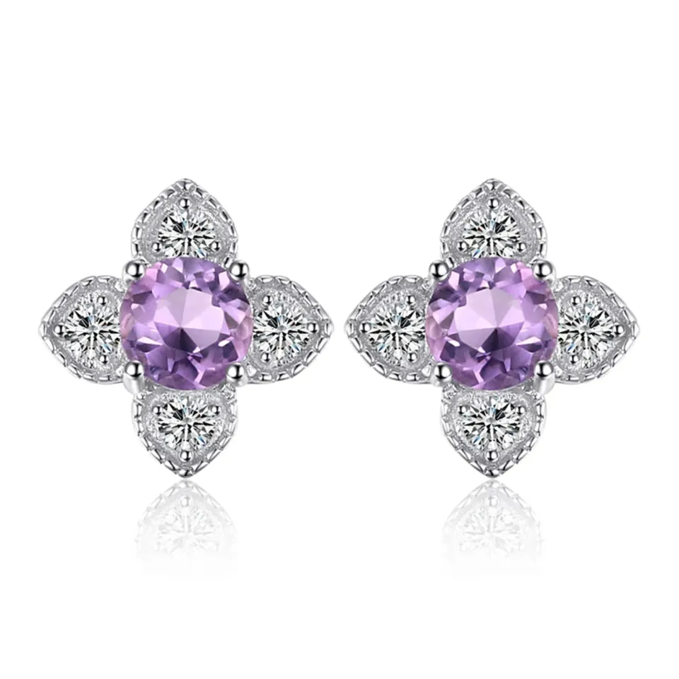 JewelryPalace Fiore Orecchini Bottone Argento ametista viola