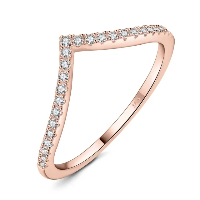 JewelryPalace Half Eternity V Anello Argento 925 zirconia