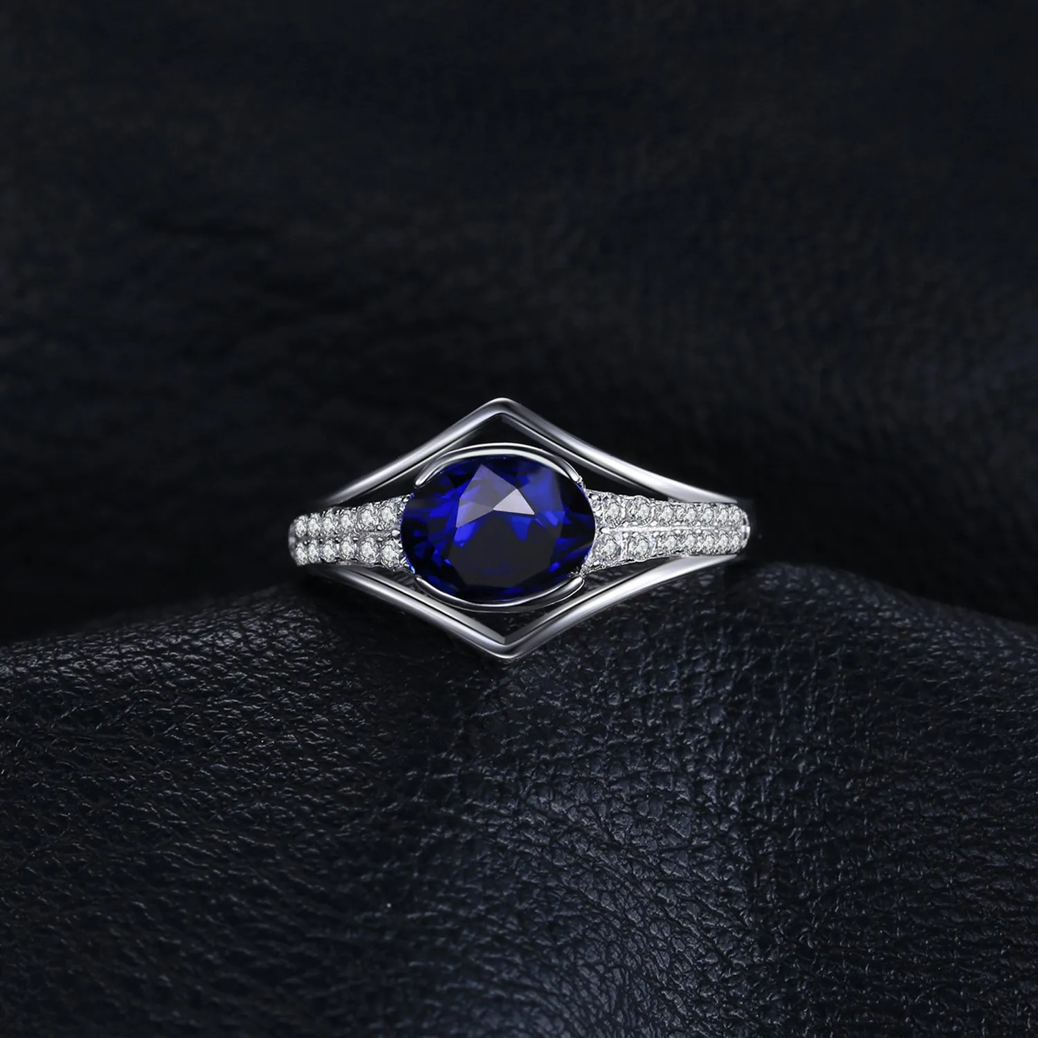 JewelryPalace Anello Zaffiro Blu Ovale 1.9ct Argento 925 Misura 9.5
