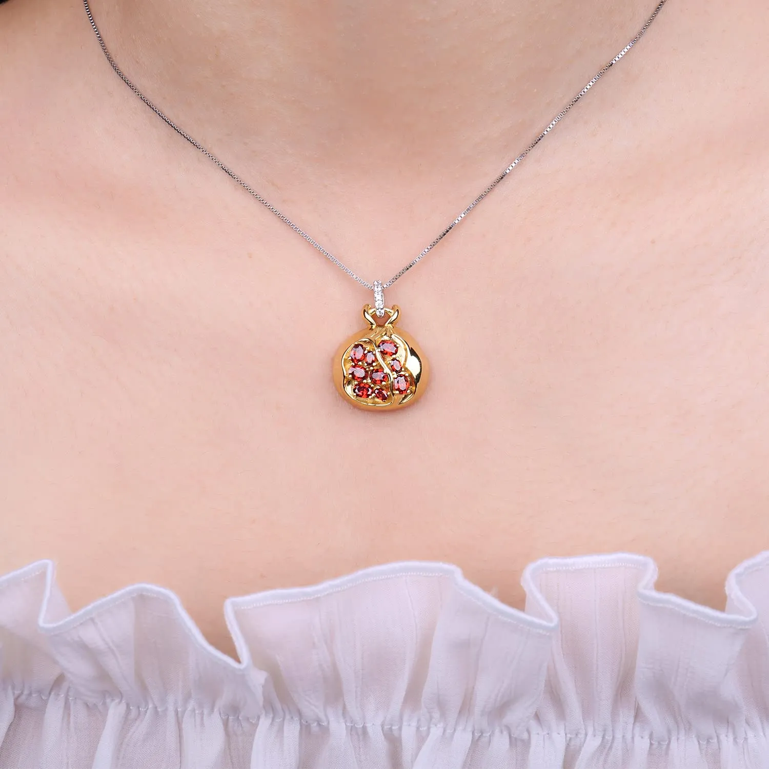 JewelryPalace Melograno 2.1ct collana argento zirconia rossa
