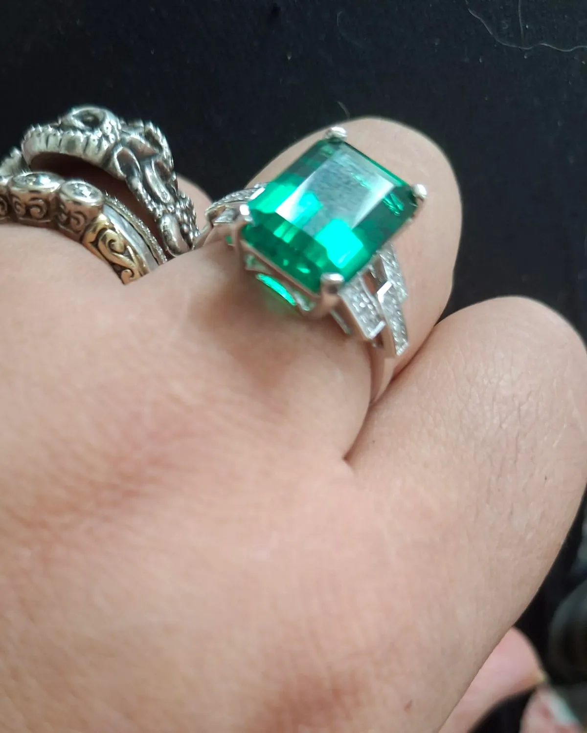 JewelryPalace 5.9ct Rettangolo anello cocktail argento verde