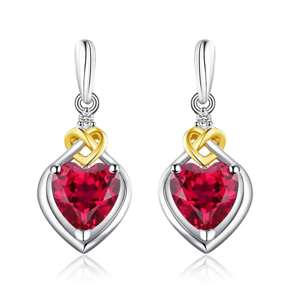 JewelryPalace Nodo d'Amore orecchini pendenti argento rubino