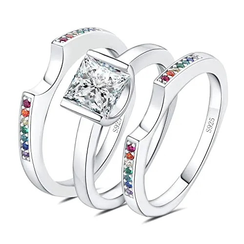 JewelryPalace 1.24ct Arcobaleno 3 anelli argento