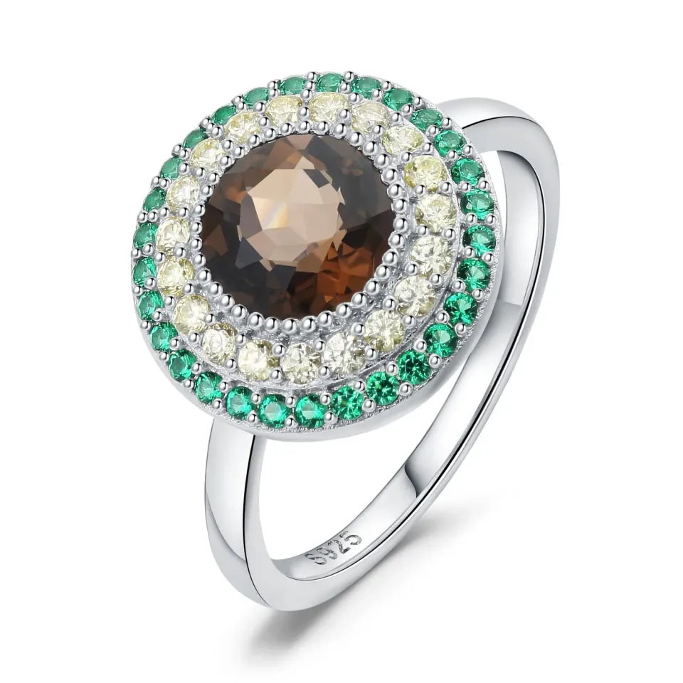 JewelryPalace Halo Avocado Anello Argento 925 Quarzo 2ct