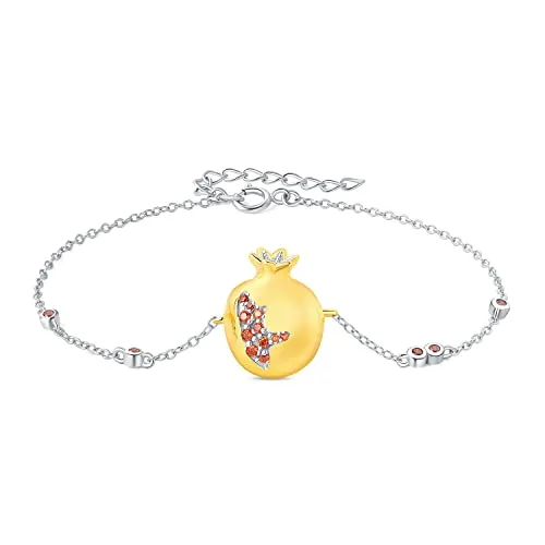 JewelryPalace Melograno bracciale argento granato rosso regolabile