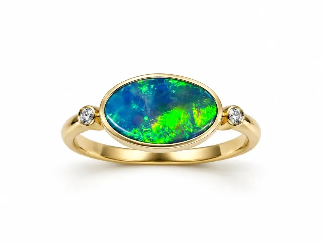 Victoria Jane Opal Butterfly anello oro 9ct opale