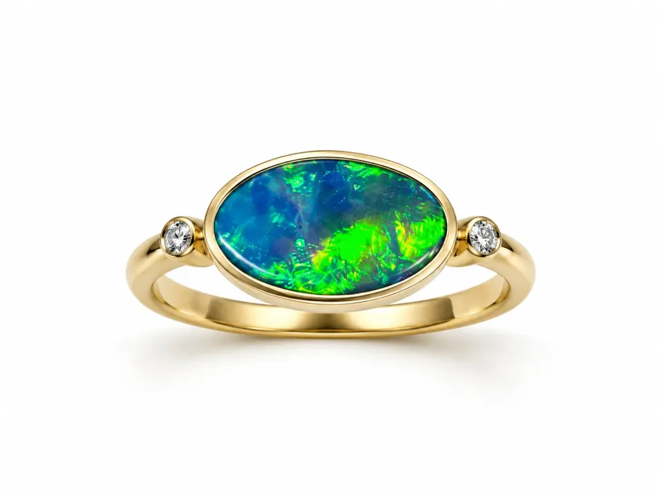 Victoria Jane Opal Butterfly anello oro 9ct opale