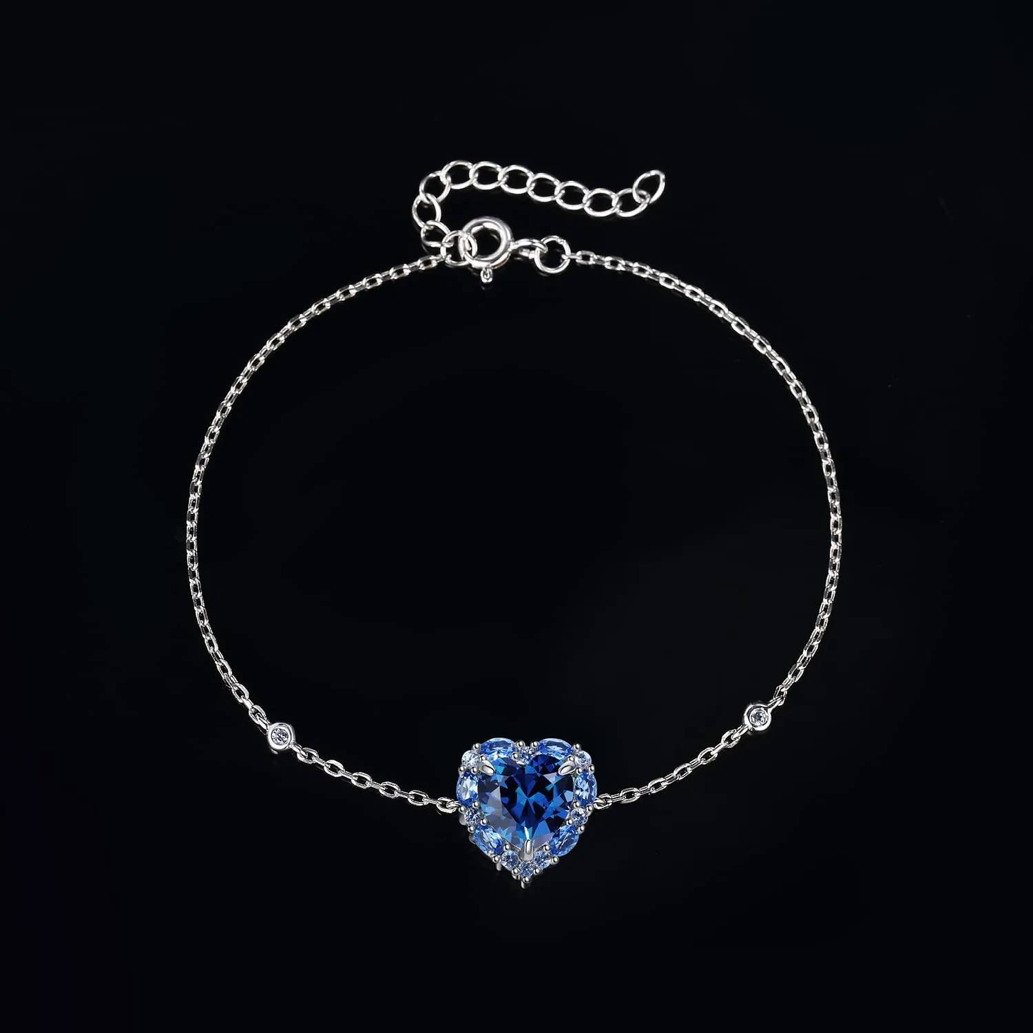 JewelryPalace Cuore 4.1ct Bracciale Argento 925 Zirconia Blu