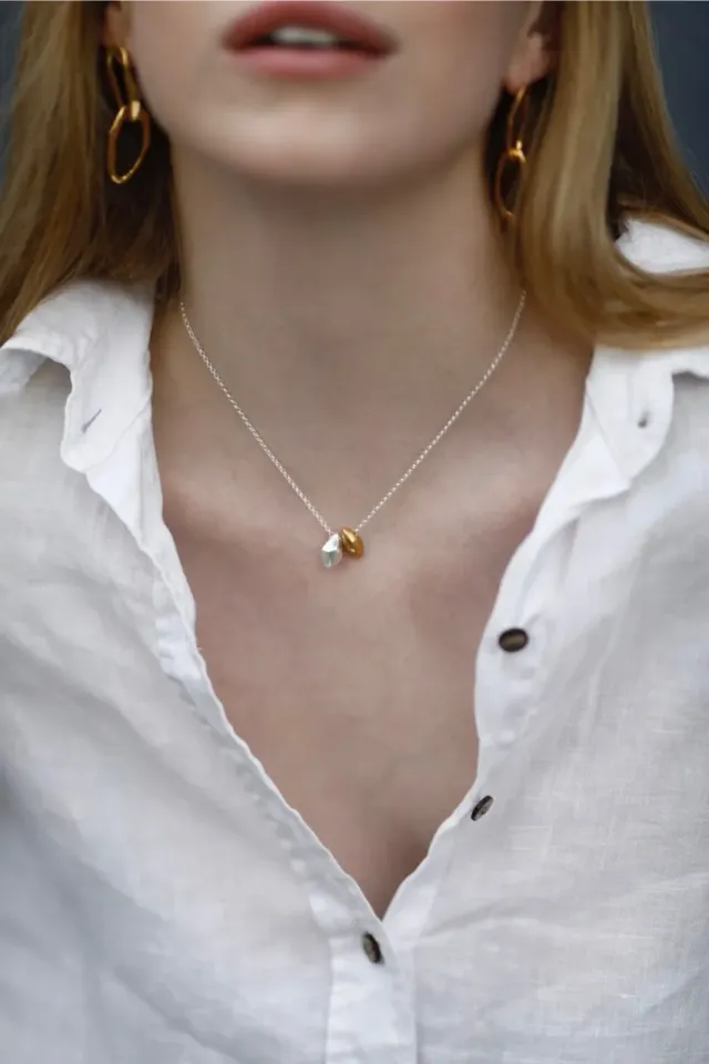 Flor Rubaja Essentials Duo collana argento oro 40 cm bicolore