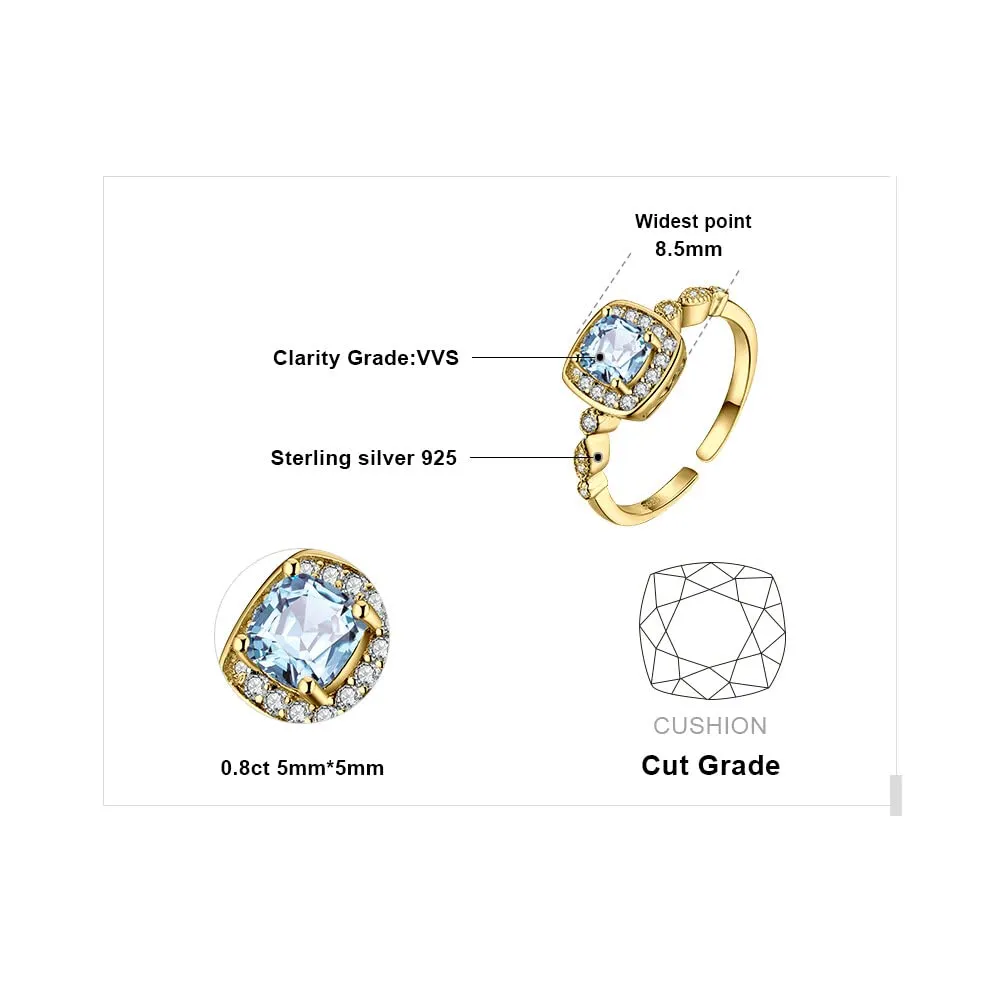 JewelryPalace Halo anello argento placcato oro topazio
