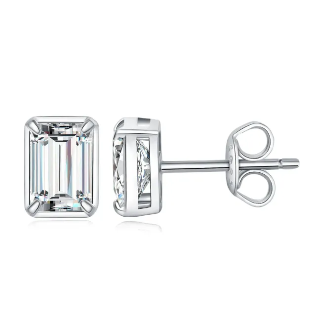 JewelryPalace 1ct Zirconia Orecchini Bottone Argento Taglio Smeraldo