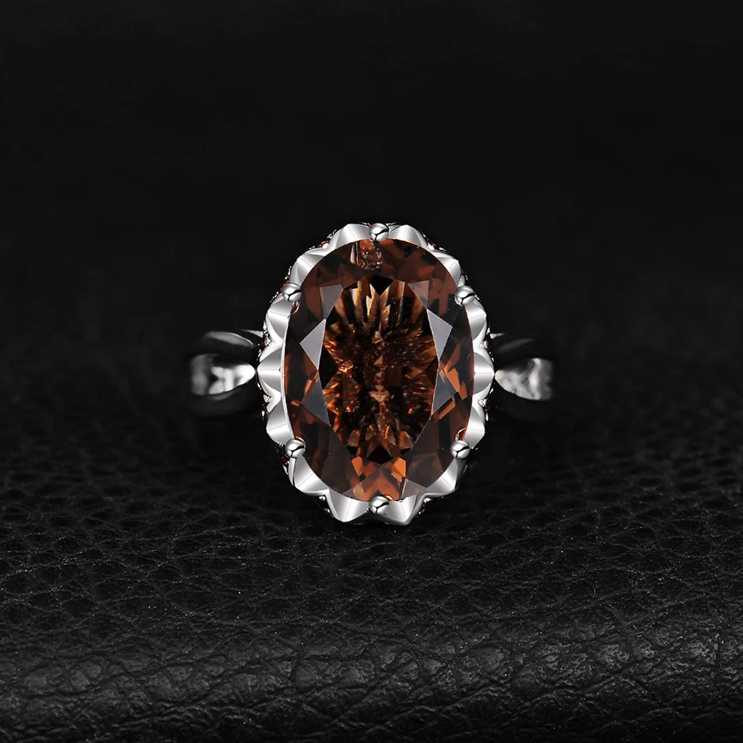 JewelryPalace 5.7ct Ovale anello argento quarzo fume