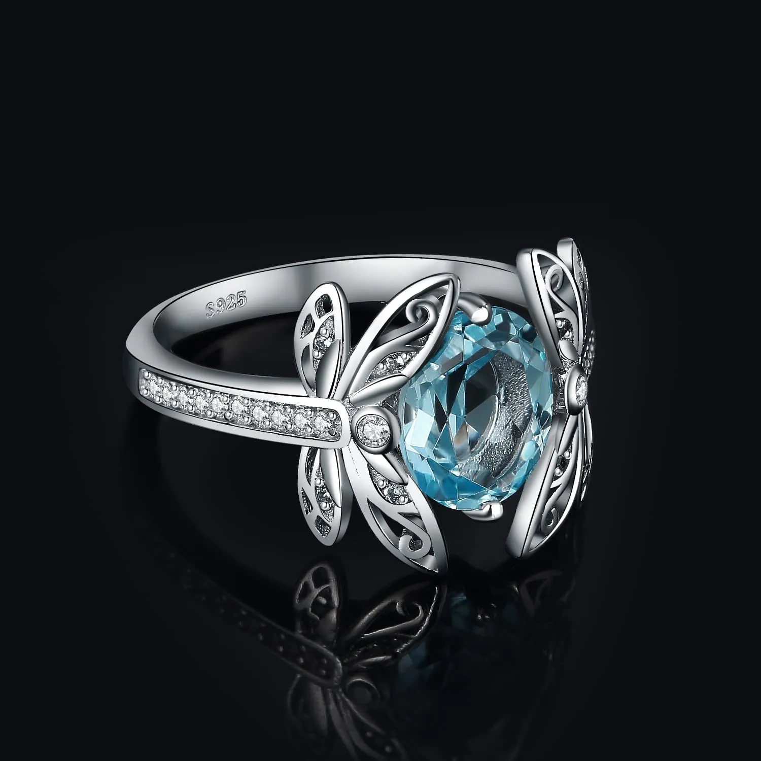 JewelryPalace 3.6ct Libellula anello argento 925 topazio