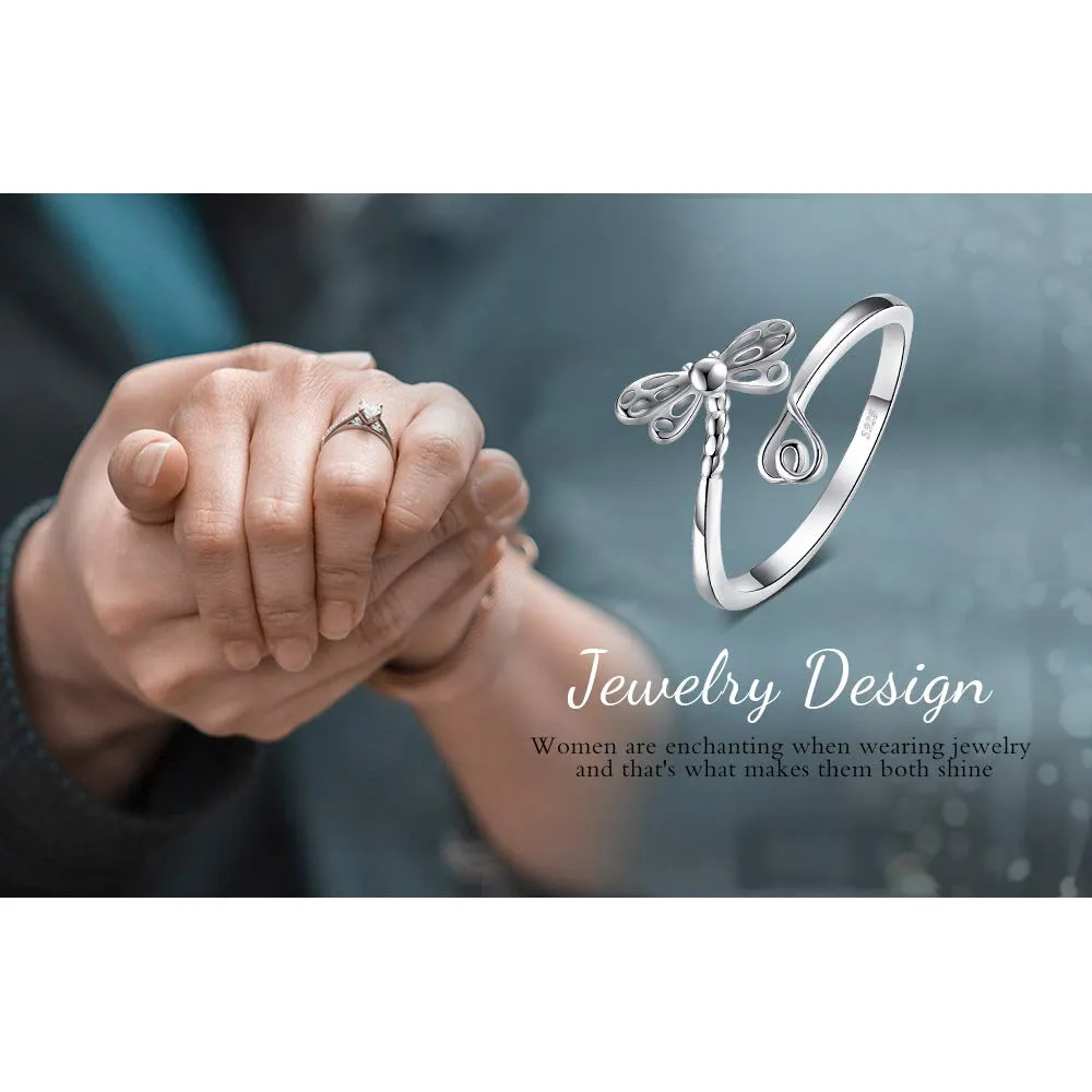 JewelryPalace Libellula Anello Aperto Argento Regolabile