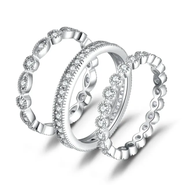 JewelryPalace set 3 anelli argento zirconia marquise
