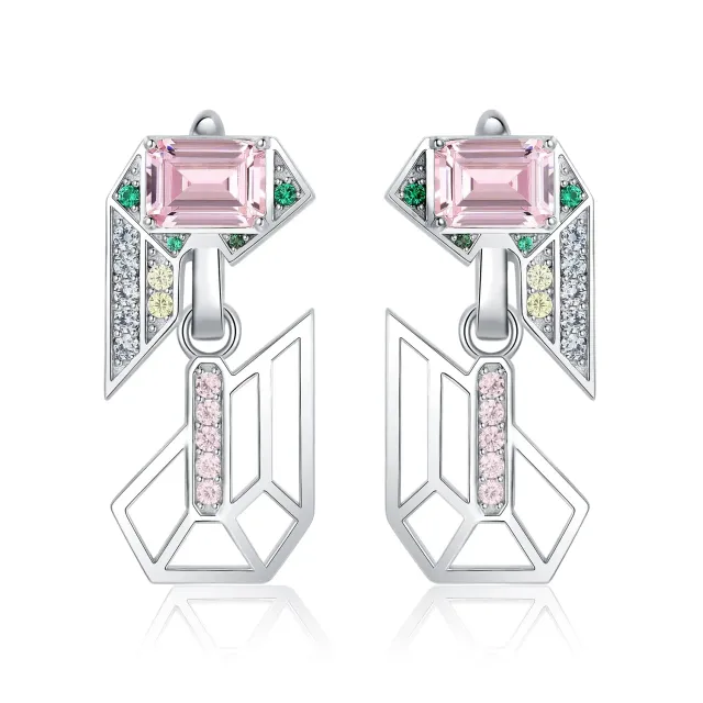 JewelryPalace Geometrici orecchini argento 925 smeraldo rosa 6.3ct