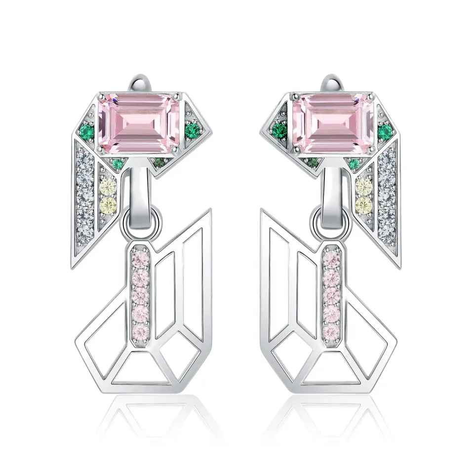 JewelryPalace Geometrici orecchini argento 925 smeraldo rosa 6.3ct