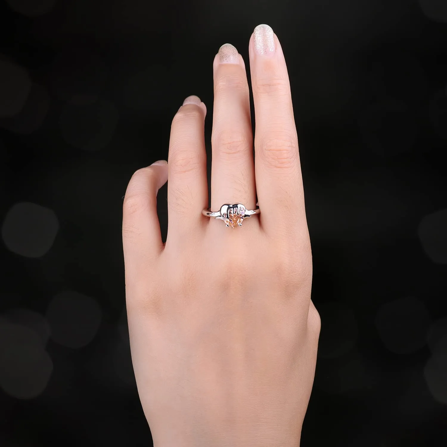 JewelryPalace Cuore Anello Argento Zirconia Arancione